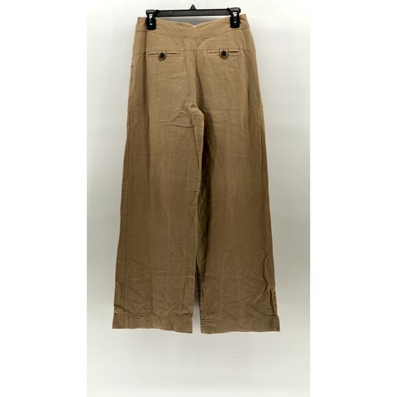 BROOKLYN INDUSTRIES Women's Tan Button-Detail Relaxed-Fit Wide-Leg Pants SZ 4 - Picture 2 of 11